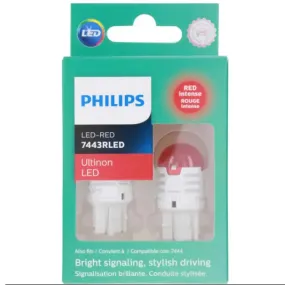 Philips 7443RULRX2 Red LED Bright Reverse Back Up Tail Brake Stop Turn Light Bulb pair