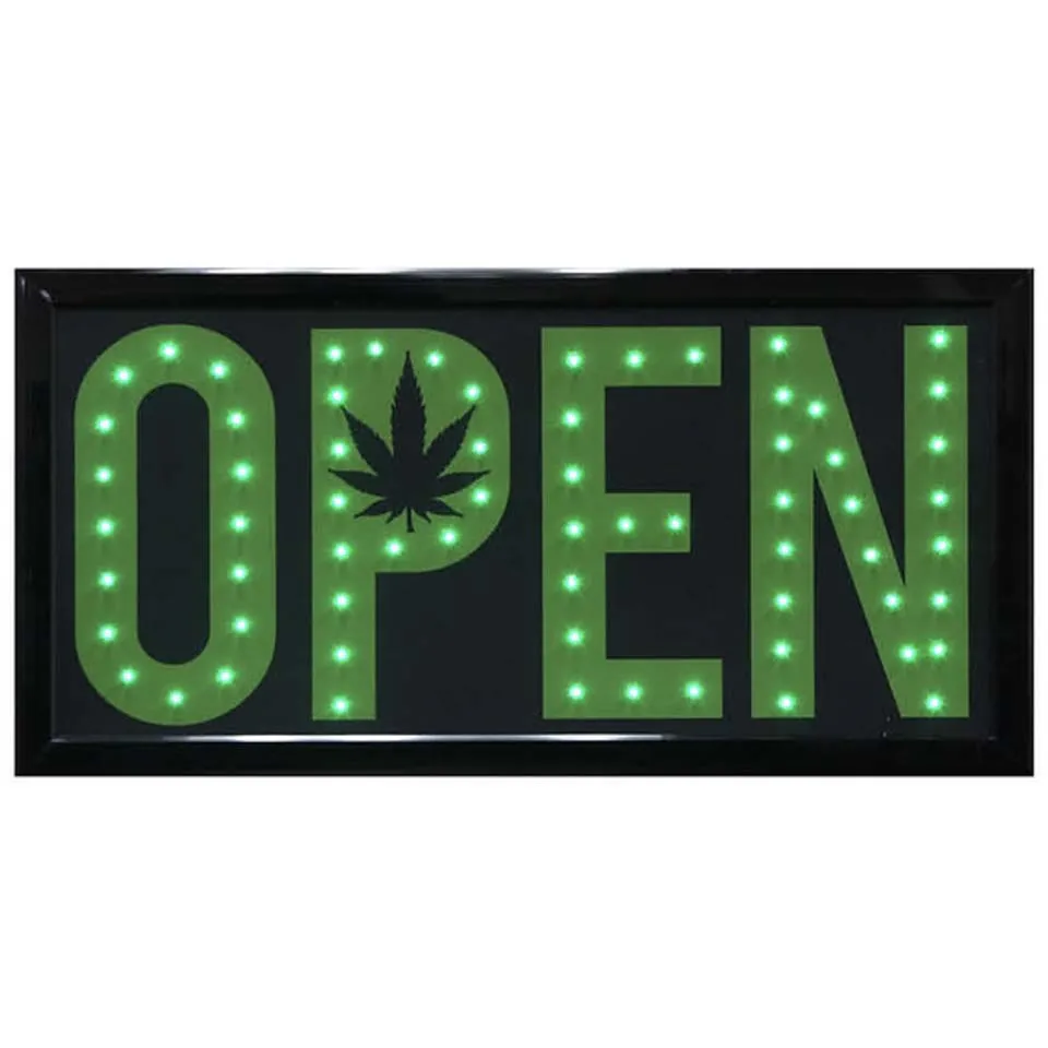 Pot Leaf Open LED Sign - 10" x 19"