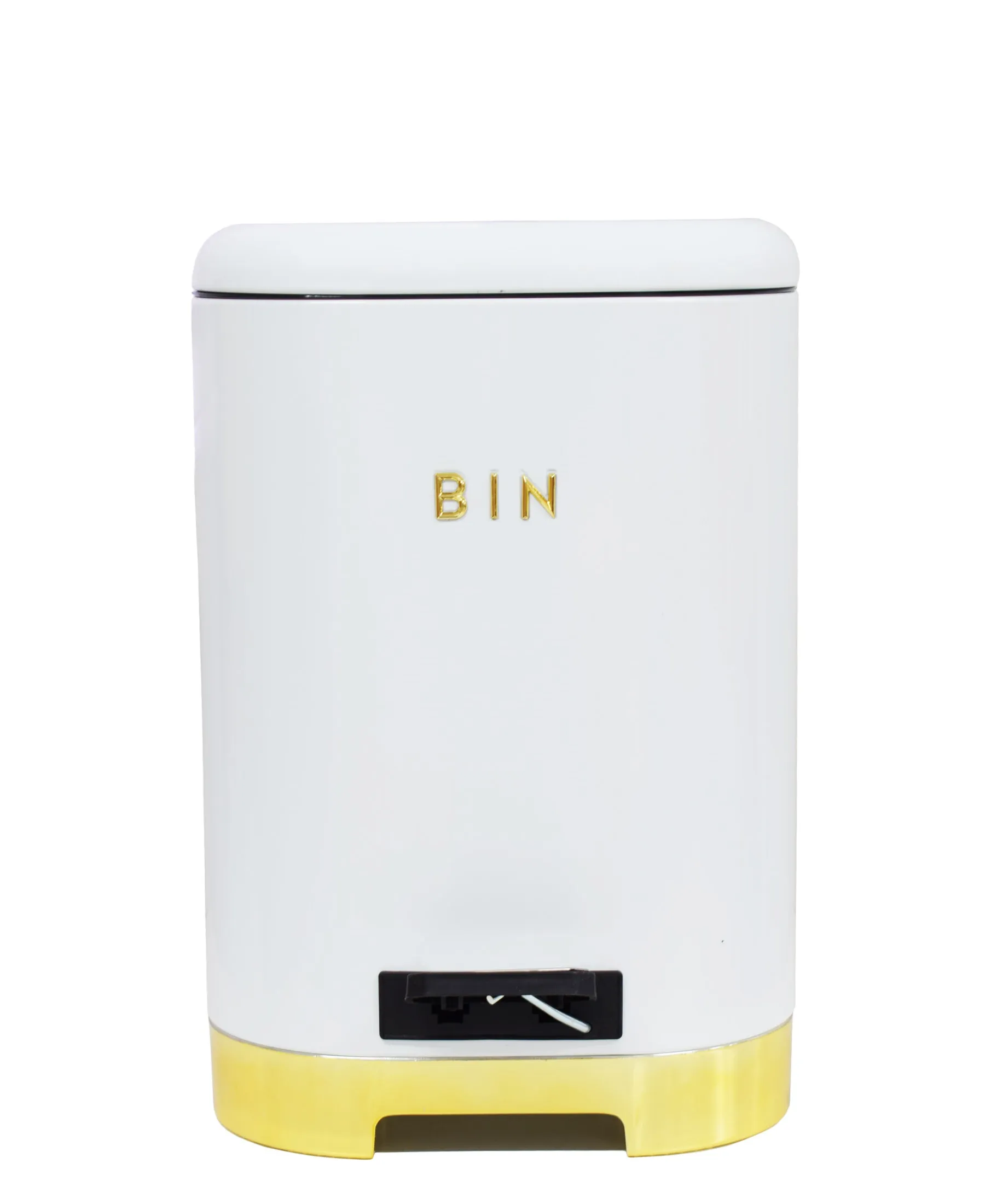 Retro Pedal Dust Bin 20LT - White & Gold