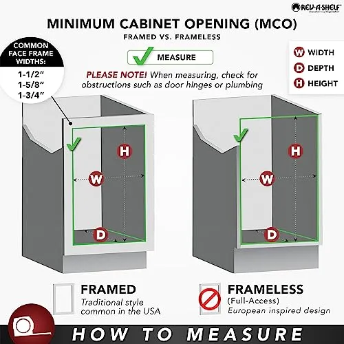 Rev-A-Shelf Pull Out Trash Can for Kitchen Cabinets 35 Qt 8.75 Gal Bottom Mounted, Rear Storage, Undermount Soft-Close Slides, Silver, 4WCSC-1835DMND-2