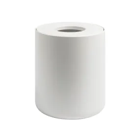 Round Bin with Oak Lid - White