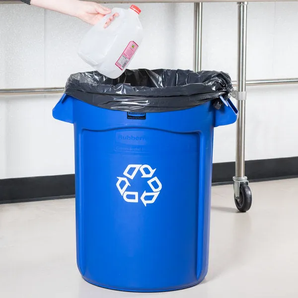 RUBBERMAID BRUTE ROUND RECYCLING TRASH CAN - BLUE