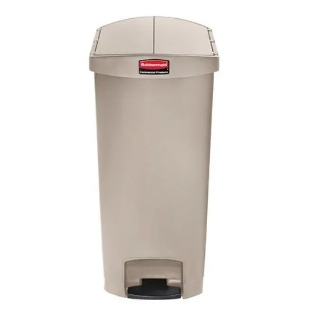 RUBBERMAID SLIM JIM RESIN FRONT STEP ON RECTANGULAR TRASH CAN - BEIGE 68L
