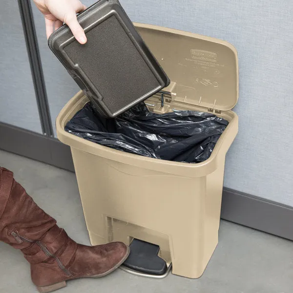 RUBBERMAID STREAMLINE RECTANGULAR FRONT STEP-ON TRASH CAN- 4 GAL, BEIGE