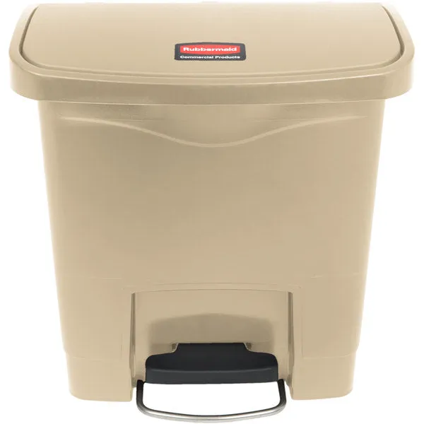 RUBBERMAID STREAMLINE RECTANGULAR FRONT STEP-ON TRASH CAN- 4 GAL, BEIGE