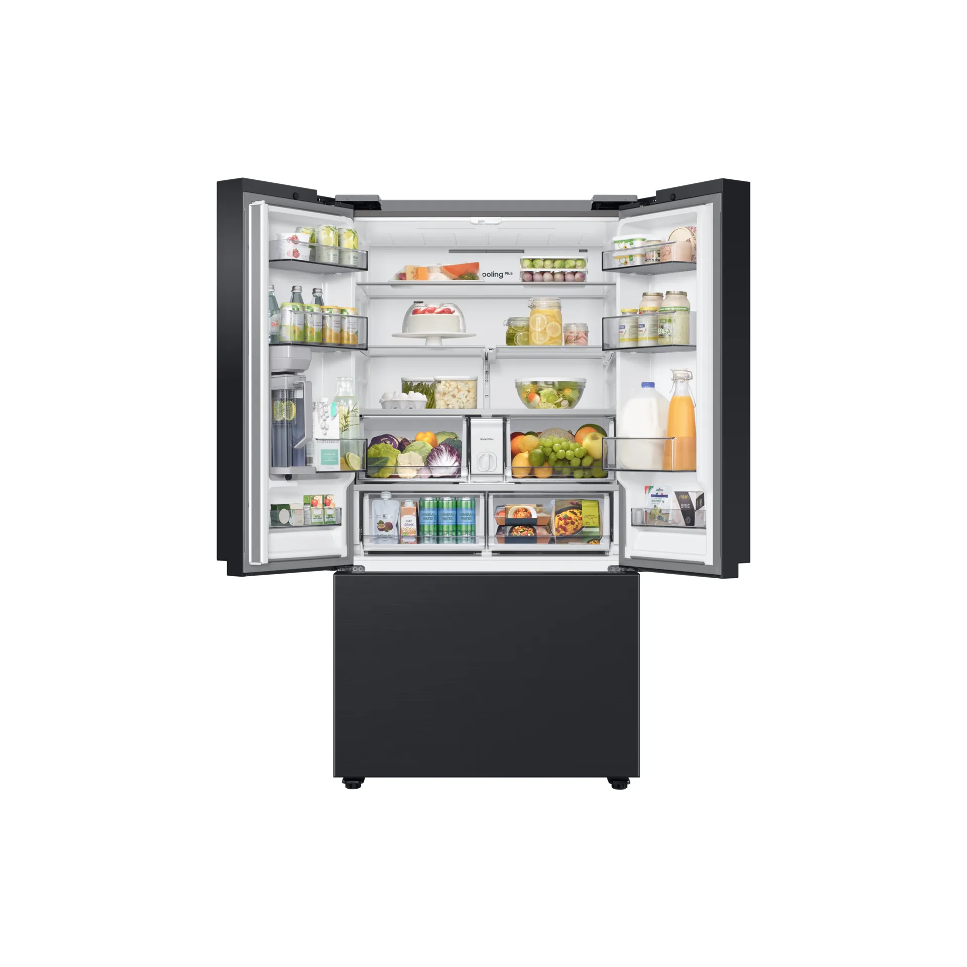 Samsung Bespoke 674L Freestanding French Style Fridge Freezer - Black | RF24BB620EB1EU