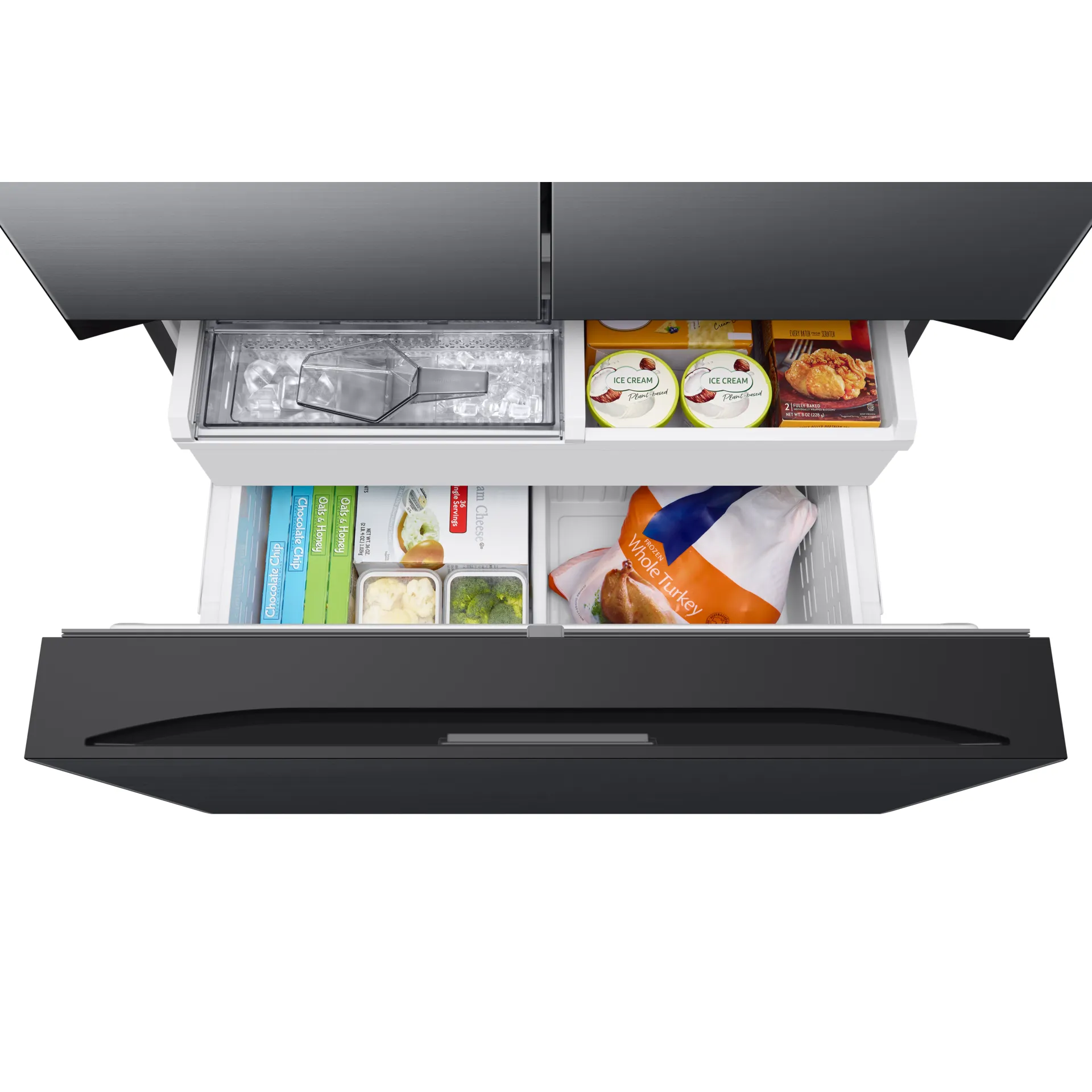 Samsung Bespoke 674L Freestanding French Style Fridge Freezer - Black | RF24BB620EB1EU