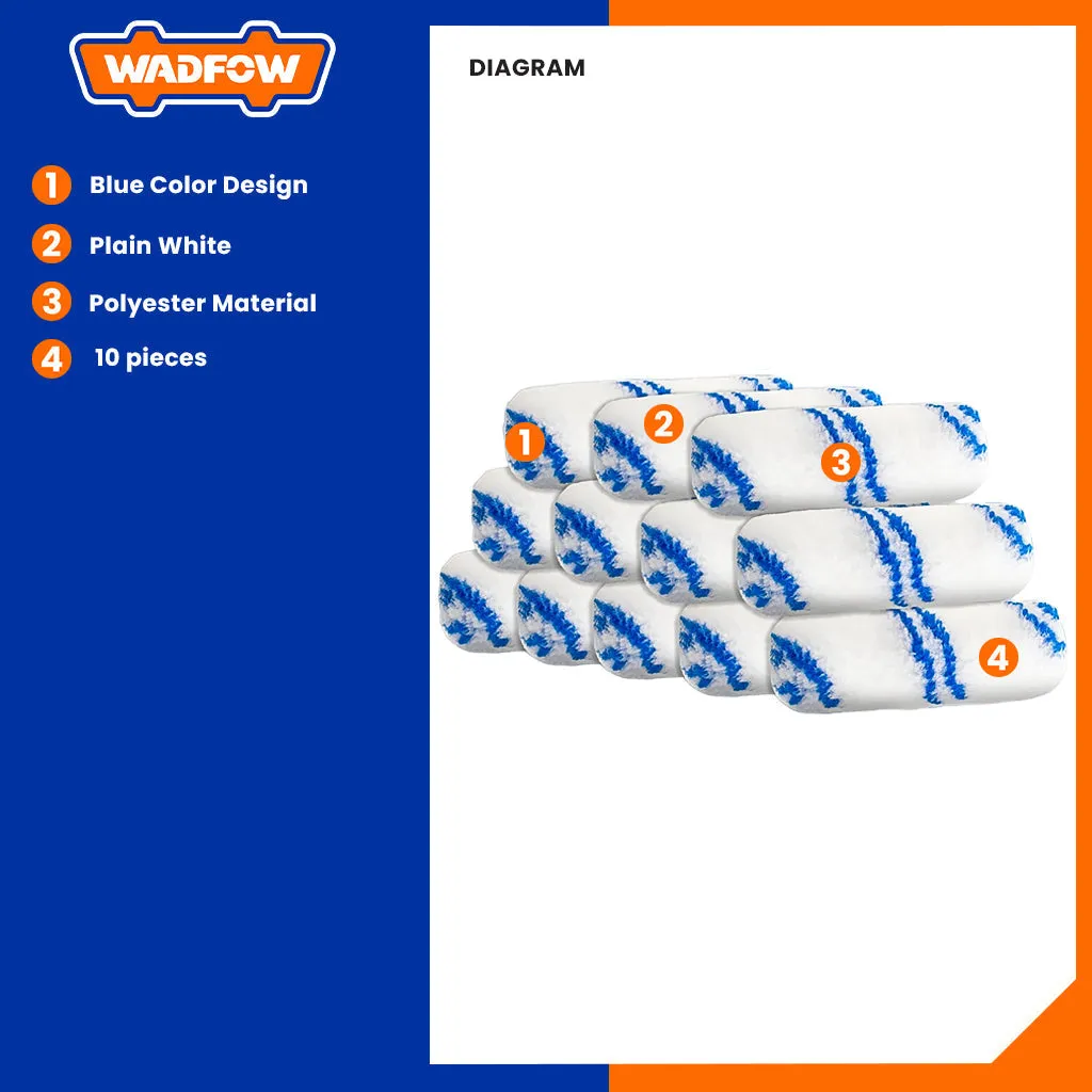Set of 10pcs 100mm/4inch Cylinder Paint Brush Rollers Cover (indoor walls) WCB4941