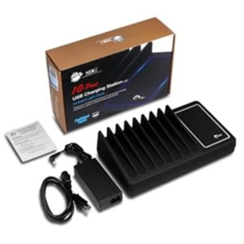 Siig Inc. AC-PW1314-S1 10-Port USB Charging Station with Ambient Light Deck