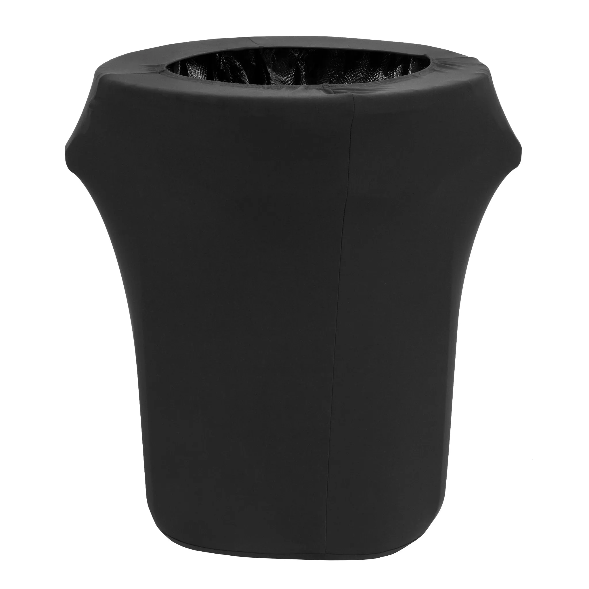 Spandex Stretch Trash Bin Cover 32 Gallon Round - Black