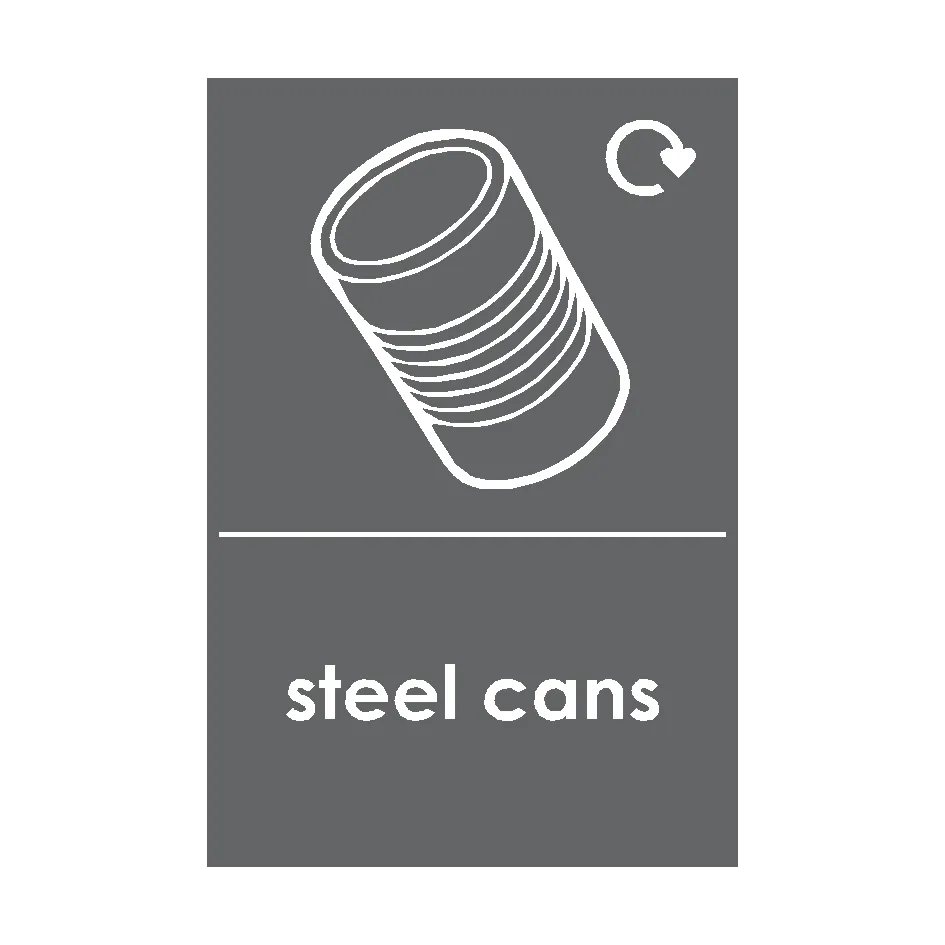 Steel Cans Waste Recycling Signs