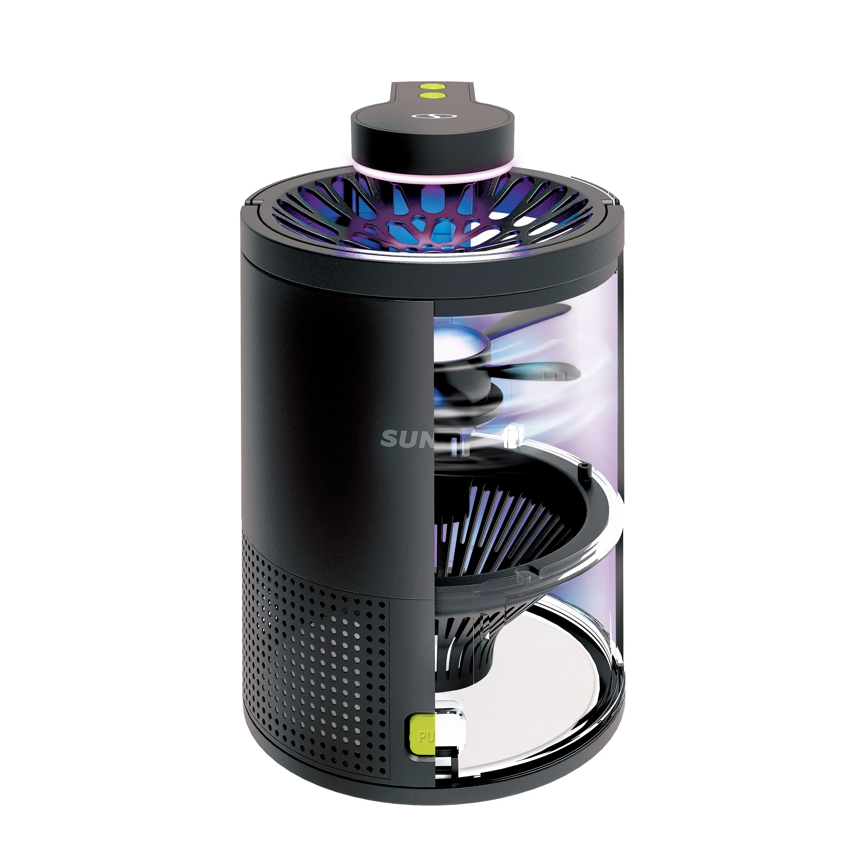 Sun Joe SJ-BZ15W-BLK UV Indoor Insect Trap | Non-Toxic UV Light | 10 Sticky Traps Included (Black)
