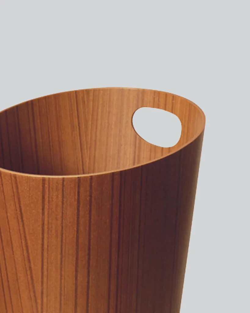 Teak Paper Waste Basket with Handle