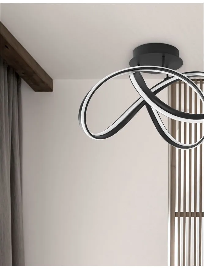 TRU Dimmable Sandy Black Aluminium & Acrylic Knot Ceiling Light - ID 10363