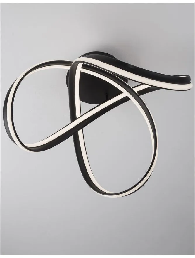 TRU Dimmable Sandy Black Aluminium & Acrylic Knot Ceiling Light - ID 10363