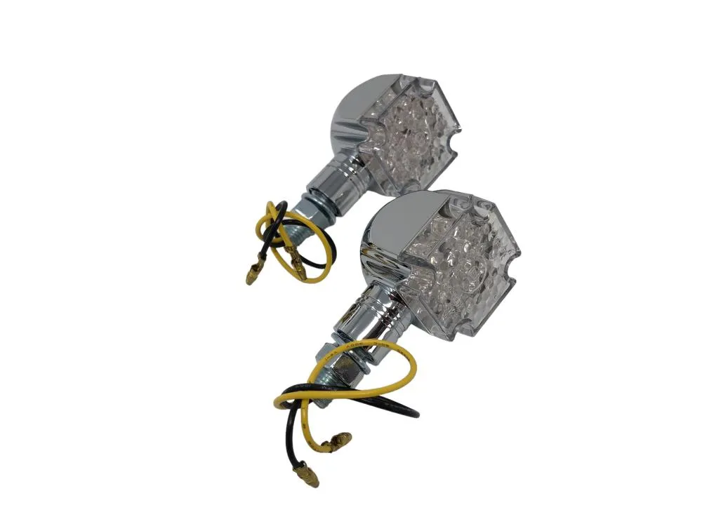 Turn Signal Set (2) Gothic, LED - Chrome - Highway Hawk H68-672