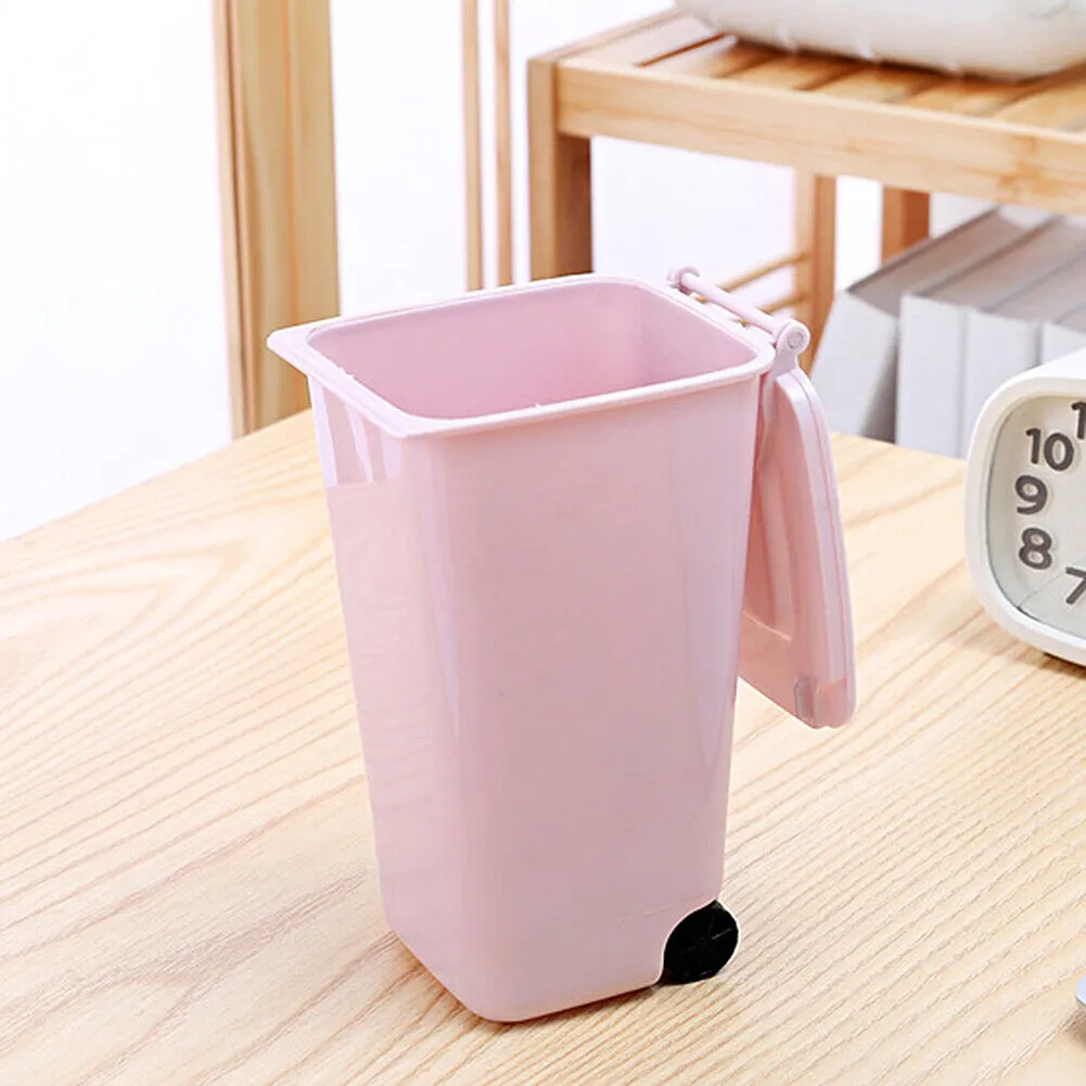 US 4 Pack Small Trash Can Mini Curbside Bin with Lid Desk Organizer Pen Holder
