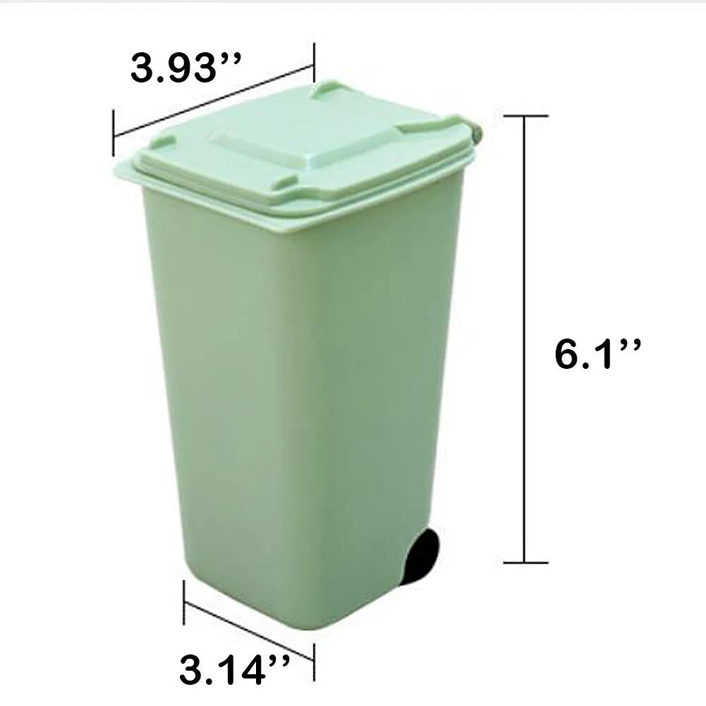 US 4 Pack Small Trash Can Mini Curbside Bin with Lid Desk Organizer Pen Holder