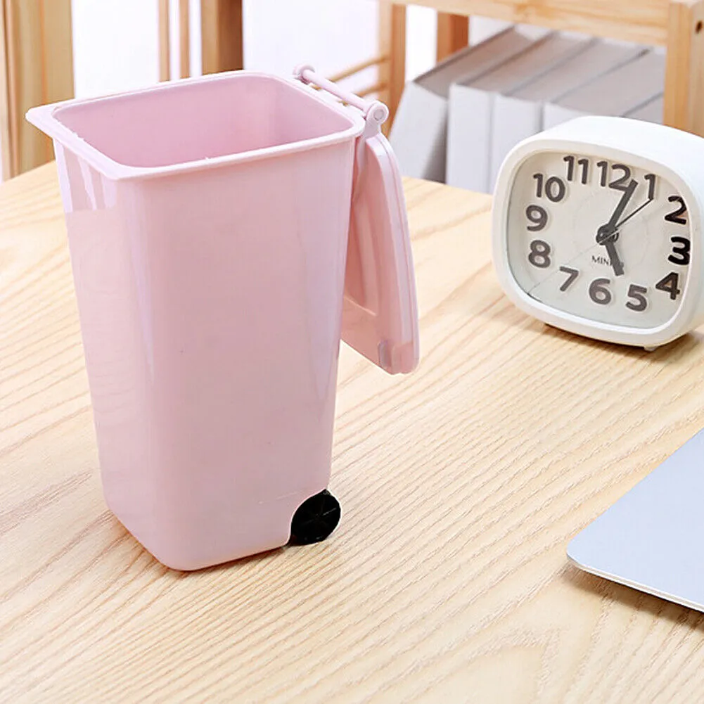 US 4 Pack Small Trash Can Mini Curbside Bin with Lid Desk Organizer Pen Holder