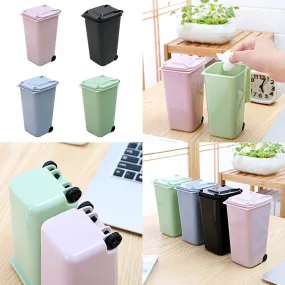 US 4 Pack Small Trash Can Mini Curbside Bin with Lid Desk Organizer Pen Holder