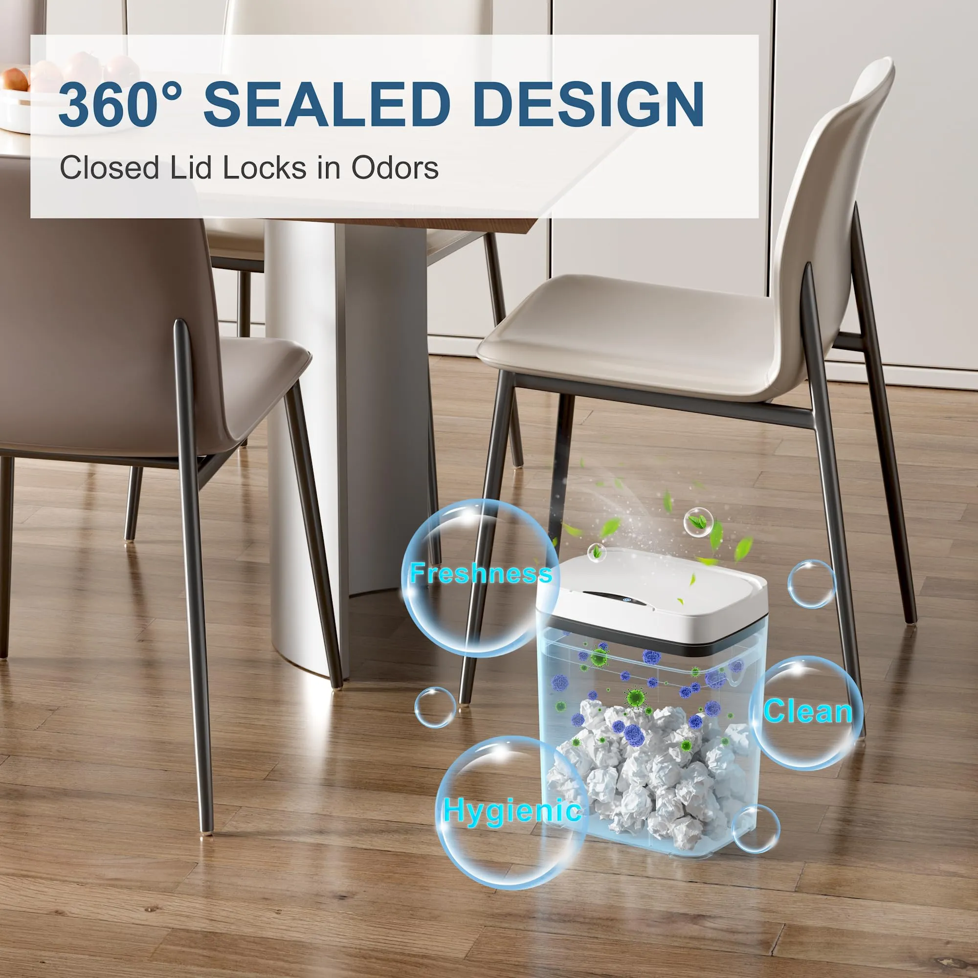 Vanpopubs 2 Pack 2.7 Gal Bathroom Trash Can with Lid, Automatic Trash Can Small Smart Garbage Can Touchless, Slim Motion Sensor Waterproof Plastic Trash Bins for Bedroom Office Kitchen Toilet