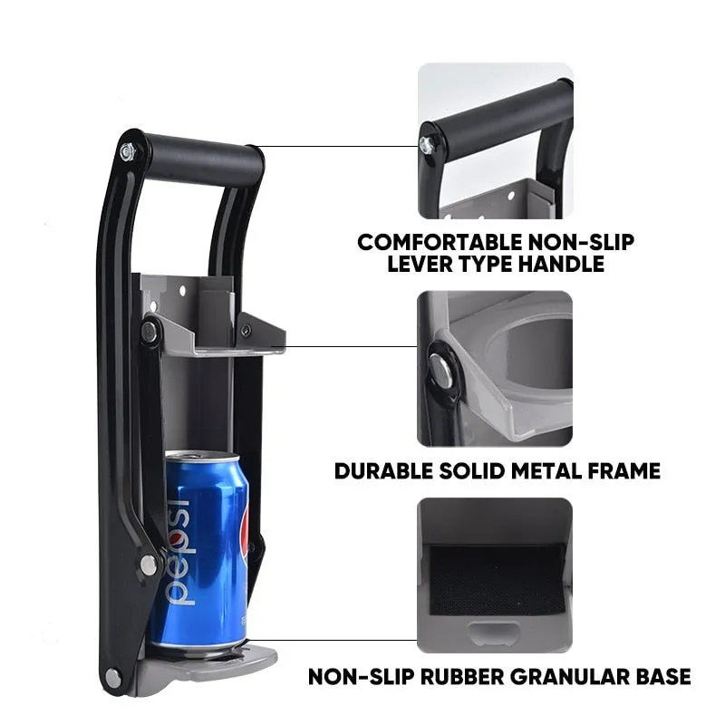 Wall-Mounted Metal Commercial Can Crusher with Bottle Opener