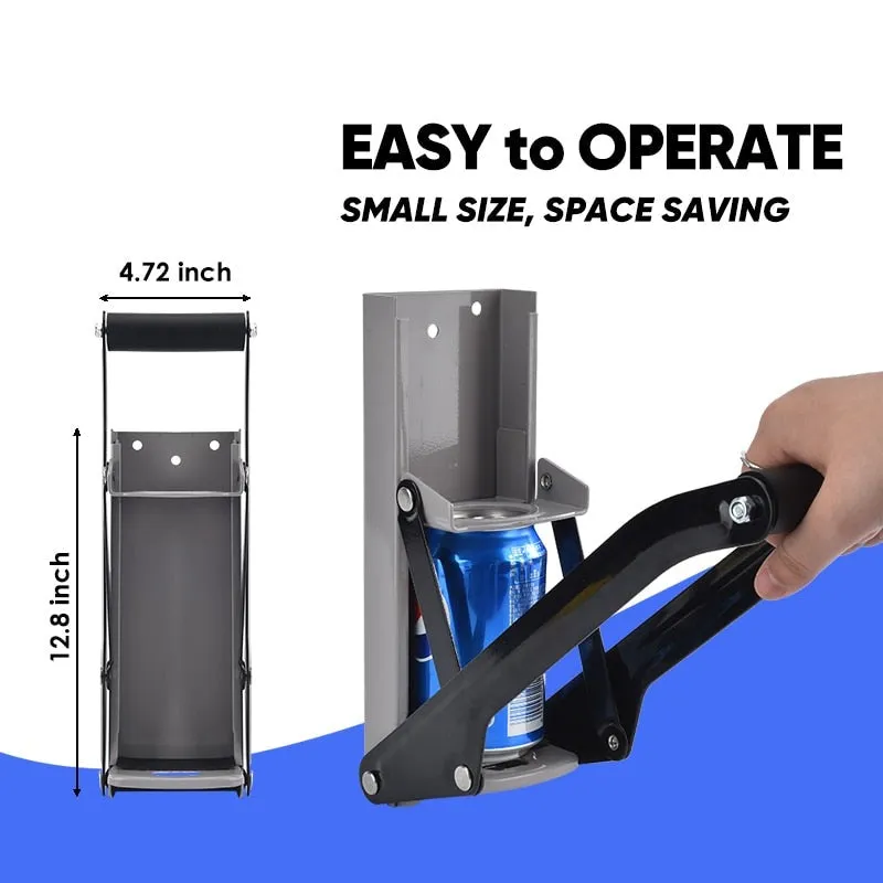 Wall-Mounted Metal Commercial Can Crusher with Bottle Opener