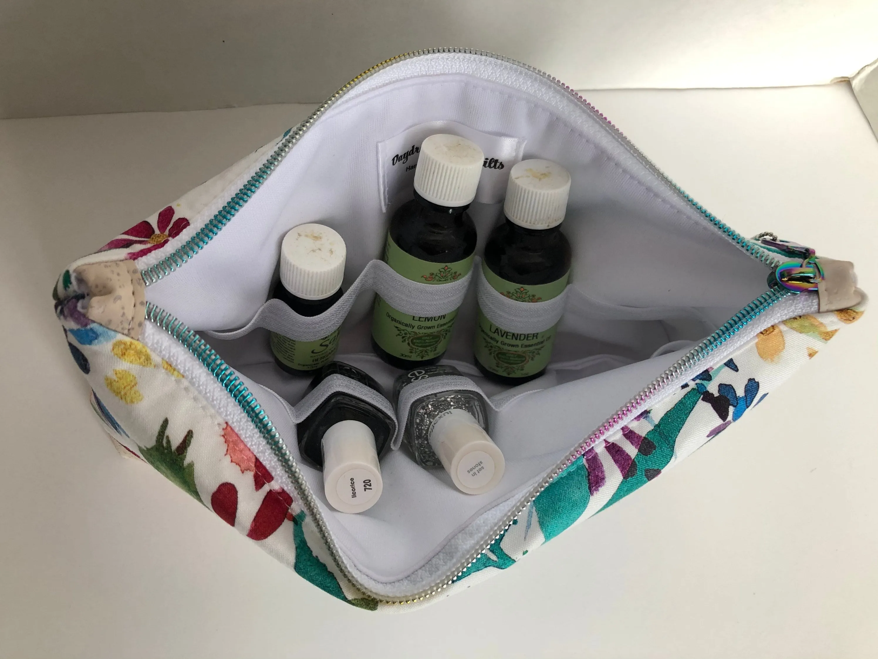 Watercolour Floral Essential Oil Pouch, Nail Polish Zipper Pouch, Waterproof Cosmetics Bag