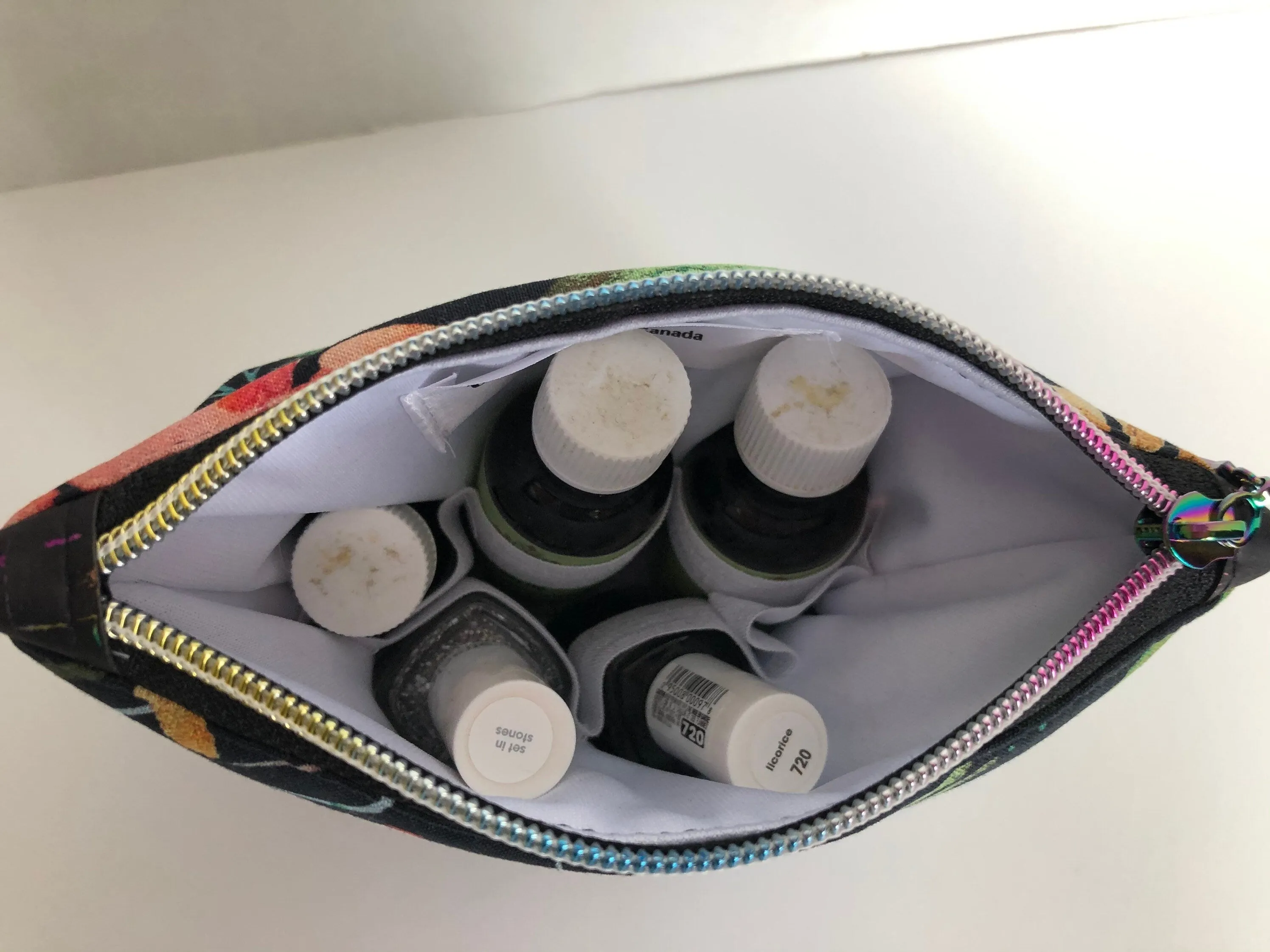 Watercolour Floral Essential Oil Pouch, Nail Polish Zipper Pouch, Waterproof Cosmetics Bag