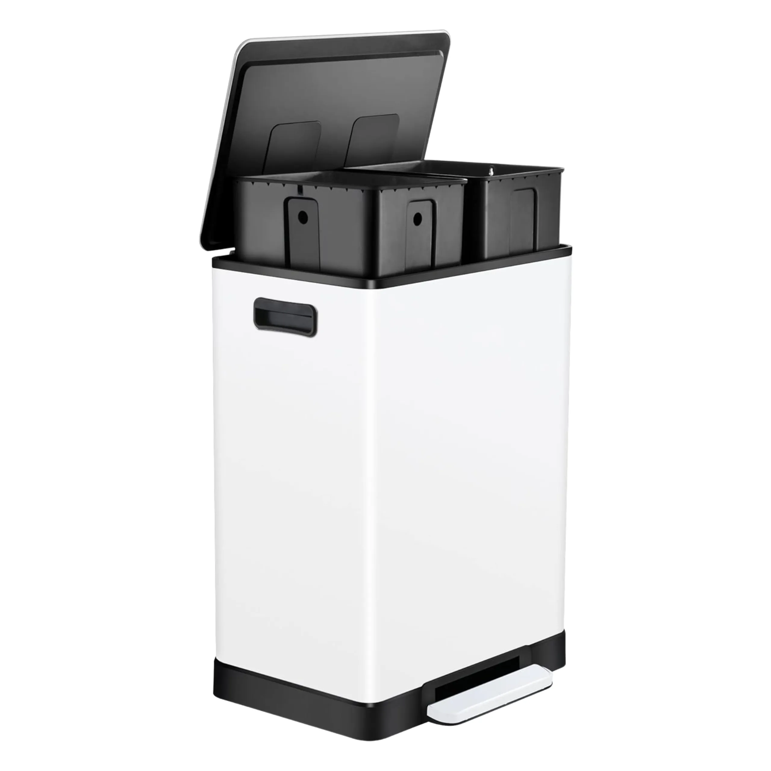 White Stainless Steel 16 Gallon Trash Can