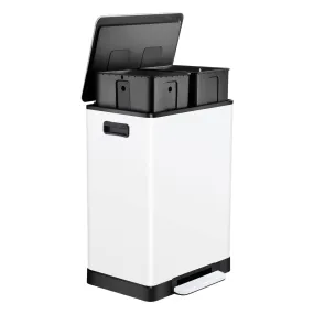 White Stainless Steel 16 Gallon Trash Can