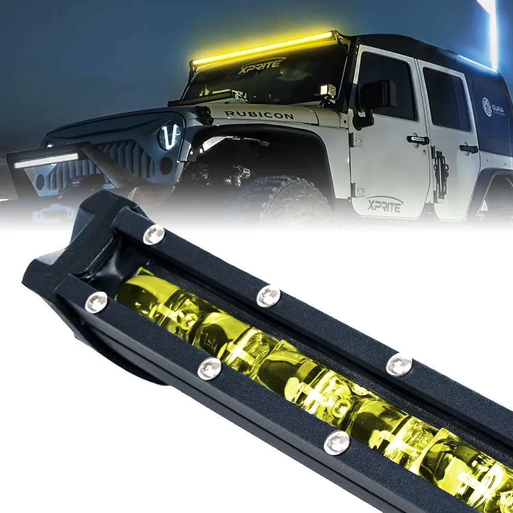 Xprite LED Light Bar [Yellow Flood Beam] Ultra Thin Astro Series