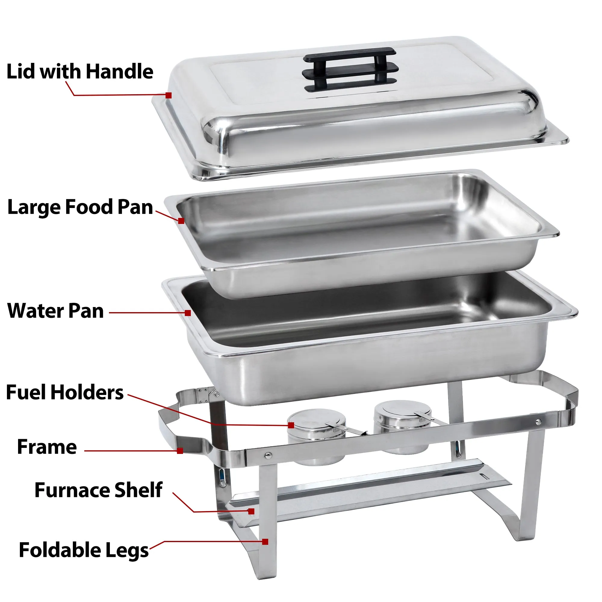 ZENY™ Newest 2 Pack 8QT Food Warmer, Stainless Steel Full Size Chafer Dish for Parties